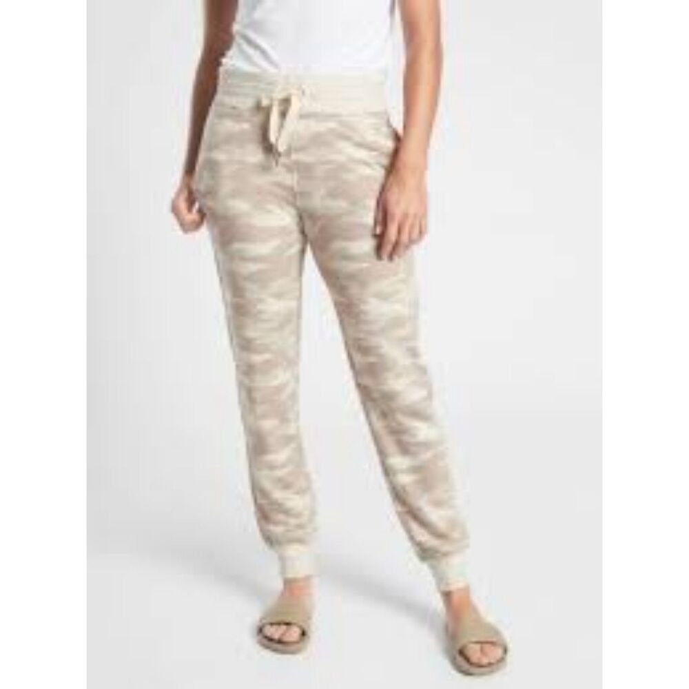 ATHLETA Balance Printed Jogger SIZE LARGE Oatmeal Heather Camo